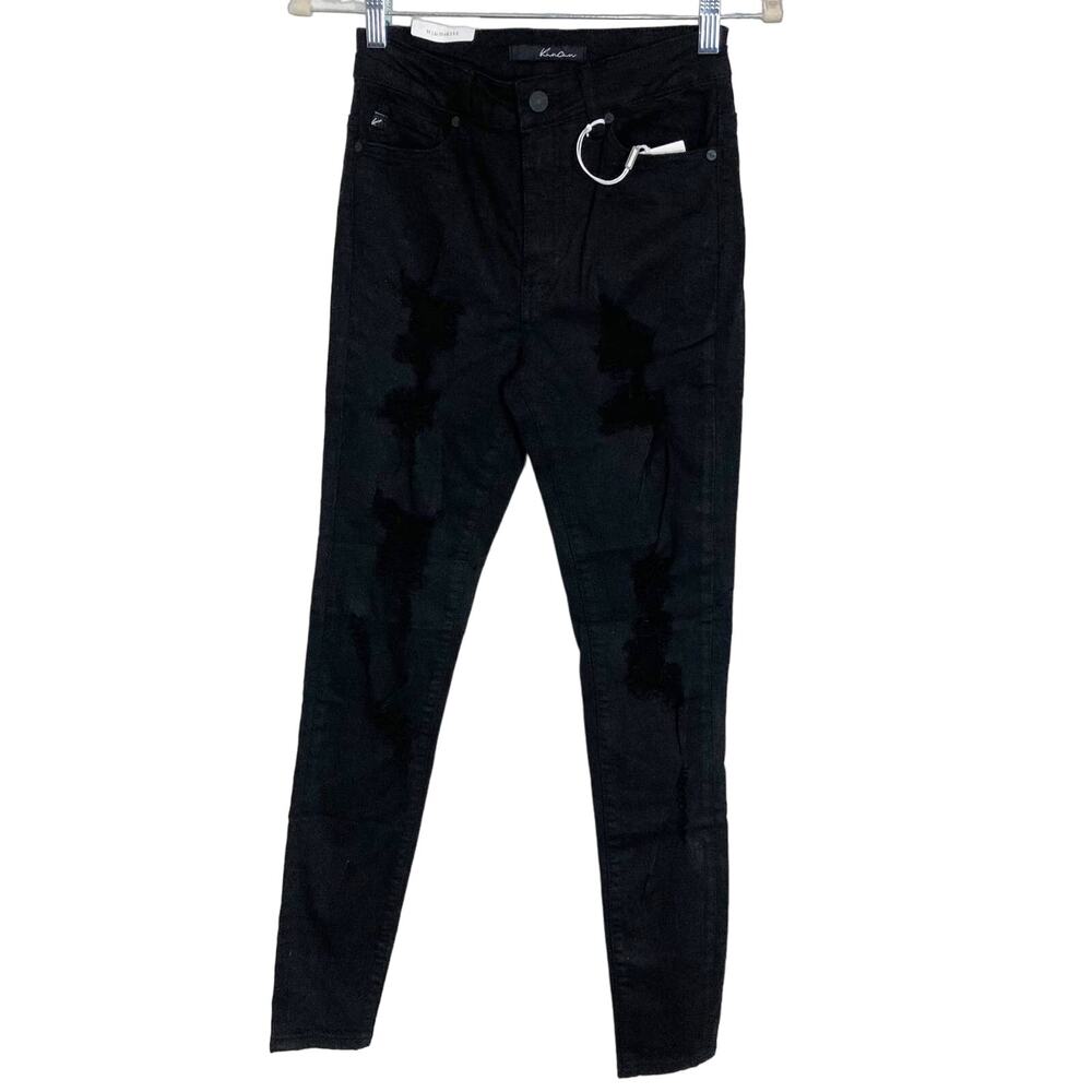 KanCan Jeans Ripped Shredded Skinny Women's Size 3/25 High Rise Waist Black NWT - Picture 3 of 16